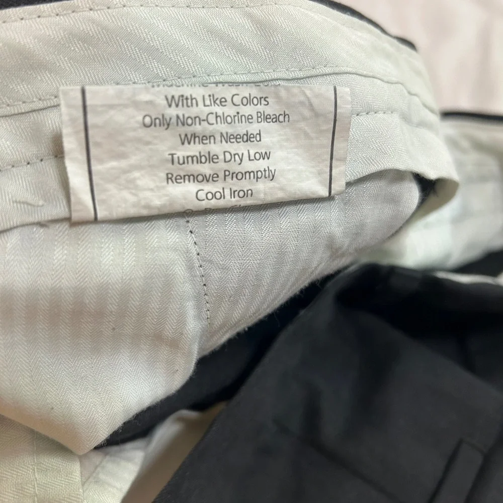 Joseph & Feiss Mens Dress Pants 42x32 Black Wool Blend Flat Front